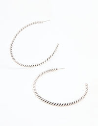 Antique Silver Detailed Hoop Earrings - link has visual effect only