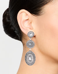 Antique Silver Boho Drop Earrings - link has visual effect only