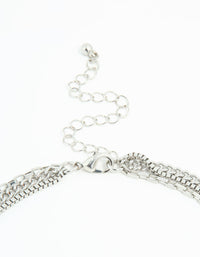Silver Triple Chain Oval Pendant Necklace - link has visual effect only