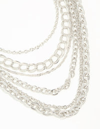 Silver Chunky Chain Layered Necklace - link has visual effect only