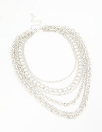 Silver Chunky Chain Layered Necklace - link has visual effect only