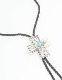 Silver Cord Turquoise Cross Y-Necklace - link has visual effect only