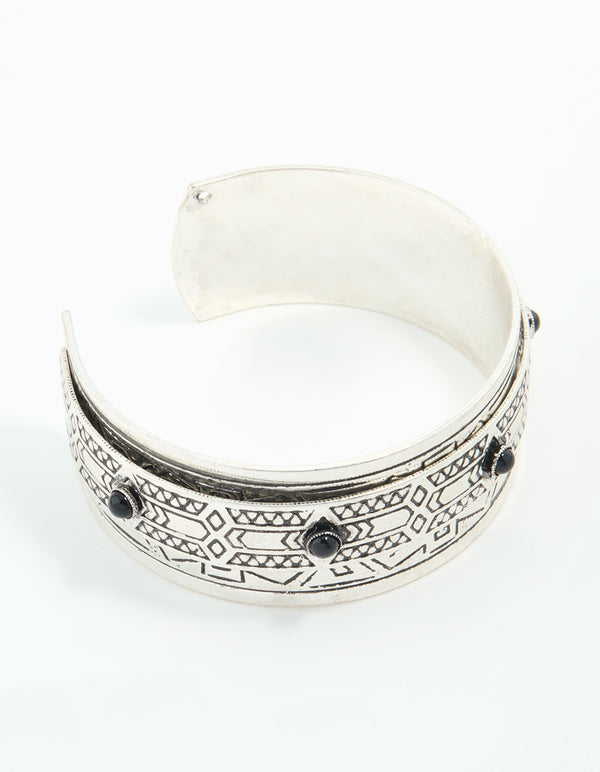 Textured Silver Cuff Bangles 2-Pack