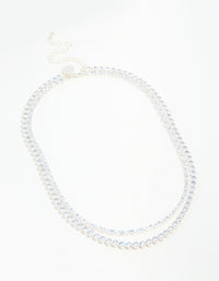 Silver Cubic Zirconia Layered Choker Necklace - link has visual effect only