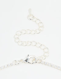 Silver Cubic Zirconia Navette Leaf Necklace & Earrings Set - link has visual effect only