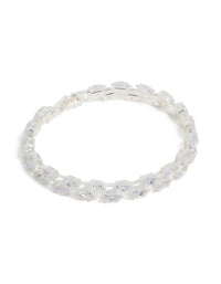 Silver Cubic Zirconia Navette Tennis Bracelet - link has visual effect only