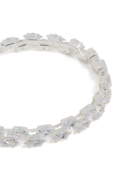 Silver Cubic Zirconia Navette Tennis Bracelet - link has visual effect only