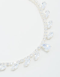 Silver Cubic Zirconia Navette Toggle Bracelet - link has visual effect only