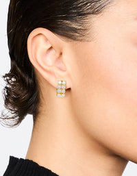 Gold Plated Cubic Zirconia Medium Oval Hoop Earrings - link has visual effect only