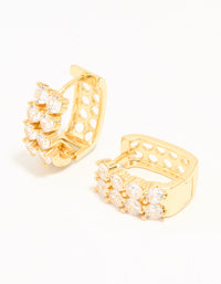 Gold Plated Cubic Zirconia Medium Oval Hoop Earrings - link has visual effect only