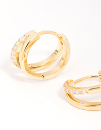 Gold Plated Cubic Zirconia Double Layered Hoop Earrings - link has visual effect only