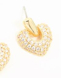Gold Plated Cubic Zirconia Heart Drop Earrings - link has visual effect only