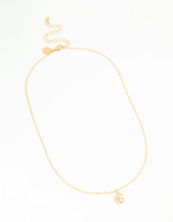 Gold Plated Cubic Zirconia Celestial Pendant Necklace