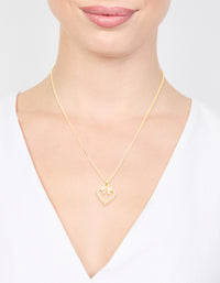 Gold Plated Cubic Zirconia Heart & Bow Pendant Necklace - link has visual effect only