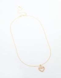 Gold Plated Cubic Zirconia Heart & Bow Pendant Necklace - link has visual effect only