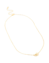 Gold Plated Brass Cubic Zirconia Double Heart Link Pendant Necklace - link has visual effect only