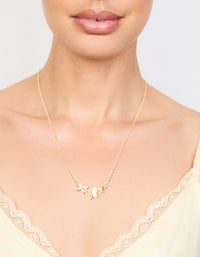 Gold Plated Cubic Zirconia Butterfly Pendant Necklace - link has visual effect only