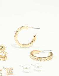 Gold Diamante Hoop & Stud Earrings 7-Pack - link has visual effect only