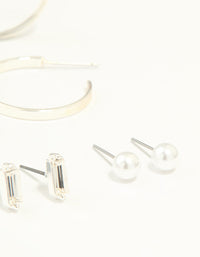 Silver Diamante Mixed Stud & Hoop Earrings 7-Pack - link has visual effect only