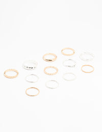 Mixed Metal Textured Spiral 12-Pack Rings - link has visual effect only