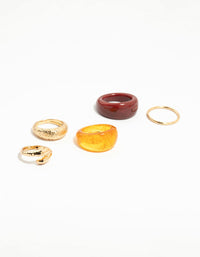 Gold Acrylic Bubble Stacking Rings 5-Pack - link has visual effect only