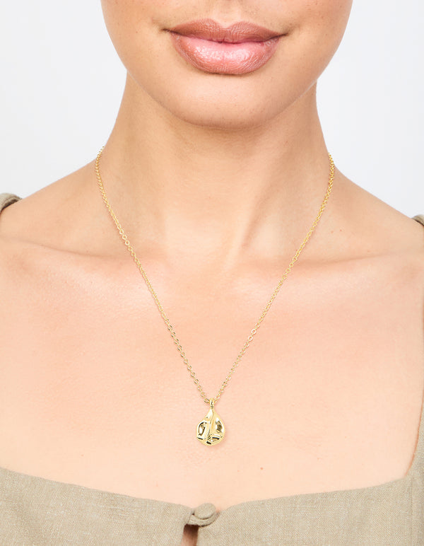 Gold Plated Organic Drop Pendant Necklace