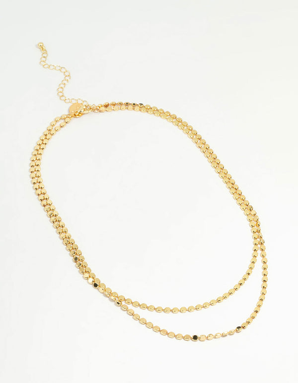 Gold Plated Disc Chain Layered Necklace