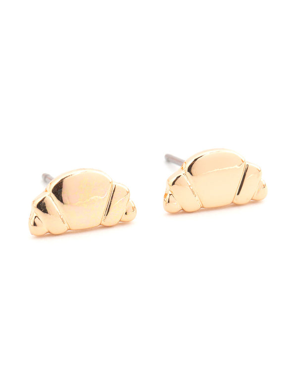 Gold Croissant Stud Earrings