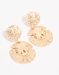 Gold Sand Dollar Drop Earrings - link has visual effect only