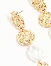 Gold Pearl Textured Drop Earrings - link has visual effect only