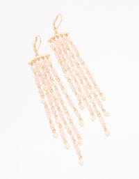 Gold Pearl & Pink Beaded Drop Earrings - link has visual effect only