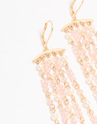 Gold Pearl & Pink Beaded Drop Earrings - link has visual effect only