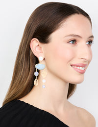 Gold Blue Marble & Shell Mobile Drop Earrings - link has visual effect only