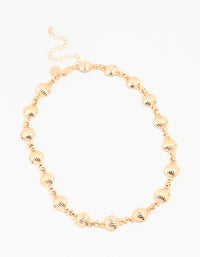 Gold Textured Ribbed Circle Choker Necklace - link has visual effect only