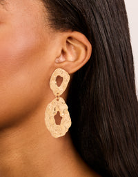Gold Hammered Circle Drop Earrings - link has visual effect only