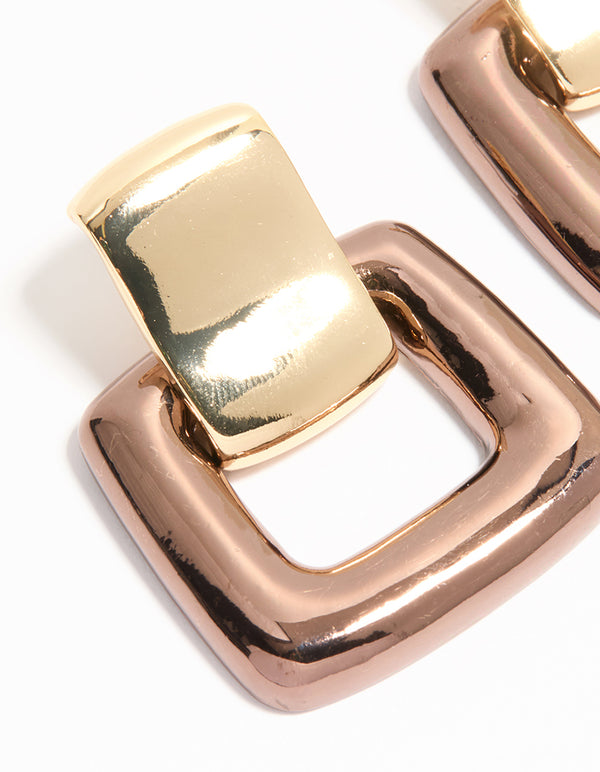 Gold Large Doorknocker Stud Earrings