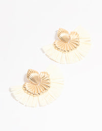 Gold Raffia Fan Stud Earrings - link has visual effect only