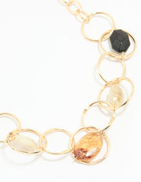 Gold Mixed Stone Circle Necklace - link has visual effect only