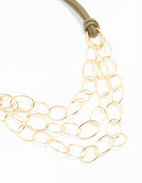Gold Linked Layered Cord Necklace - link has visual effect only