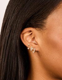 Gold Cubic Zirconia Mixed Cross Huggie & Stud Earrings 3-Pack - link has visual effect only