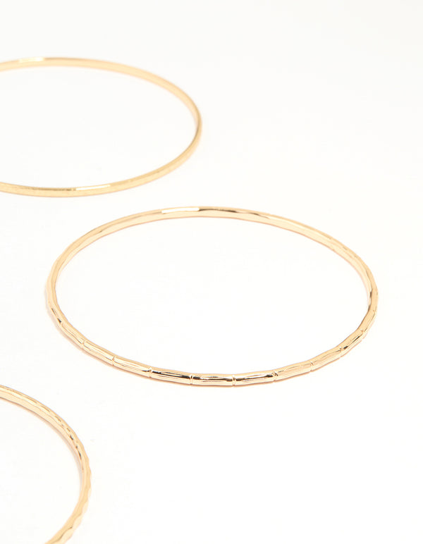Gold Textured Thin Bangles 6-Pack