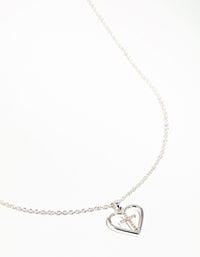 Silver Plated Heart & Cross Pendant Necklace - link has visual effect only