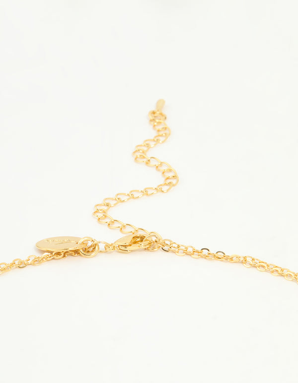 Gold Plated Diamante Cross Layered Necklace