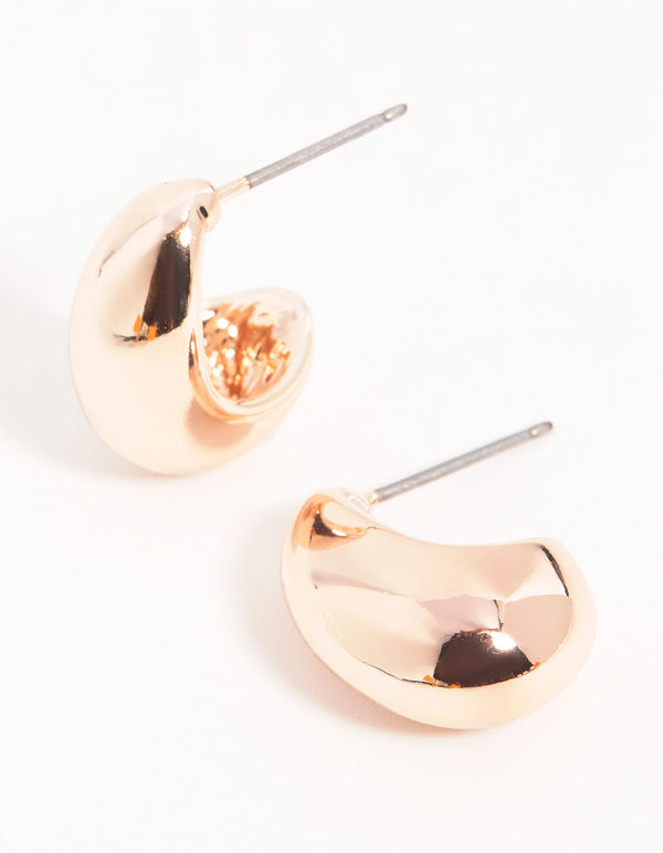 Rose Gold Mini Chunky Huggie Earrings