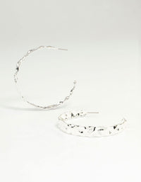 Silver Hammered Flat Hoop Earrings - link has visual effect only