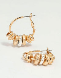 Mixed Metals Textured Rondell Hoop Earrings - link has visual effect only