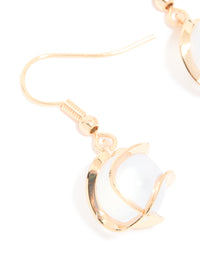 Gold Wire Wrapped Blue Beaded Drop Earrings - link has visual effect only