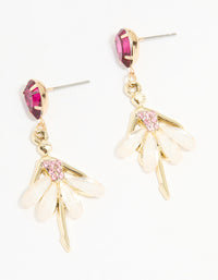 Gold Pink Diamante Ballerina Drop Earrings - link has visual effect only