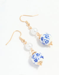 Gold Pearl Painted Drop Earrings - link has visual effect only
