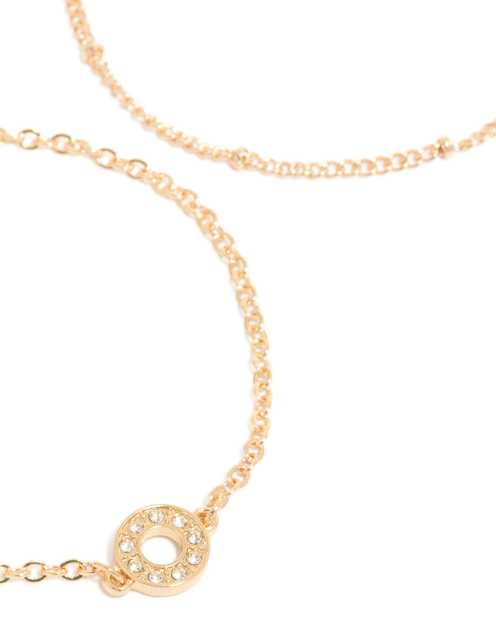 Gold Diamante Circle & Chain Bracelets 3-Pack